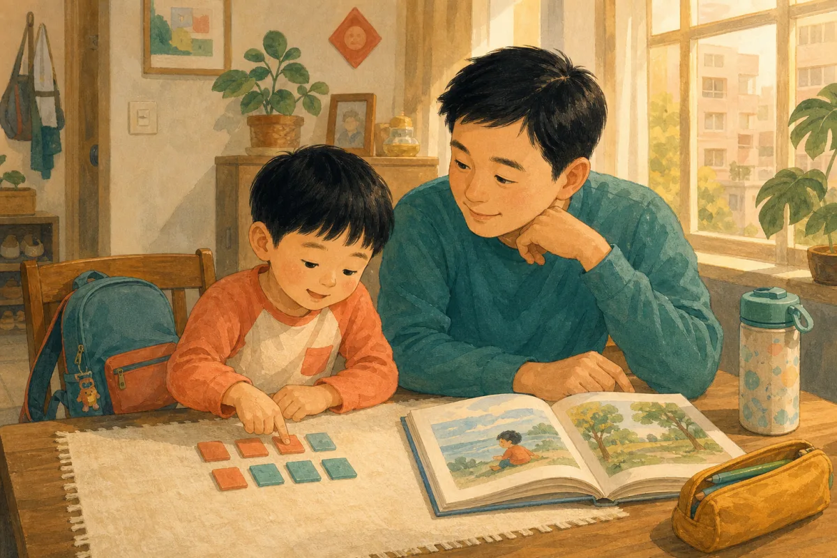 放學後家長陪孩子先做短練習,再一起翻開故事書